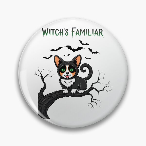 Item preview, Witch’s Familiar – Spooky Adorable Corgi Disguised as Black Cat designed and sold by zoughlal.