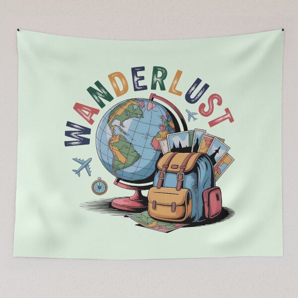 Item preview, Wanderlust Globe Adventure – Travel Backpack Map Art designed and sold by NewAspect.