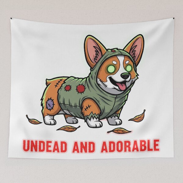 Item preview, Undead and Adorable – Energetic Zombie Corgi in Torn Costume designed and sold by zoughlal.