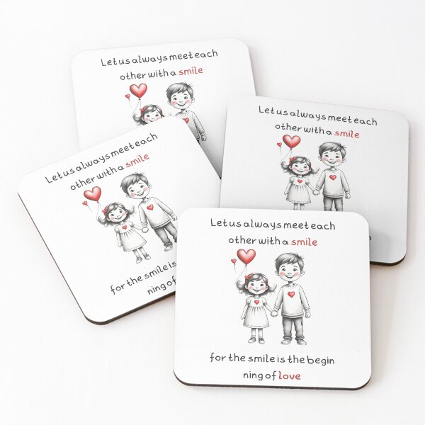 Item preview, Let Us Always Meet With a Smile – Minimal Toddler Sketch with Red Hearts Quote Design* designed and sold by CallisC-Arts.