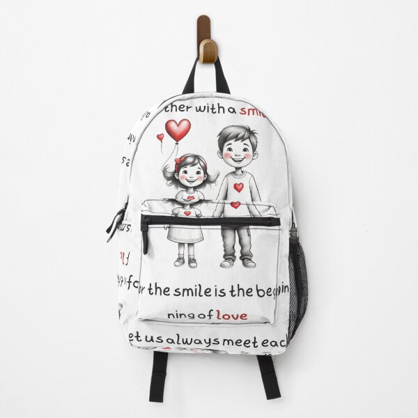 Item preview, Let Us Always Meet With a Smile – Minimal Toddler Sketch with Red Hearts Quote Design* designed and sold by CallisC-Arts.