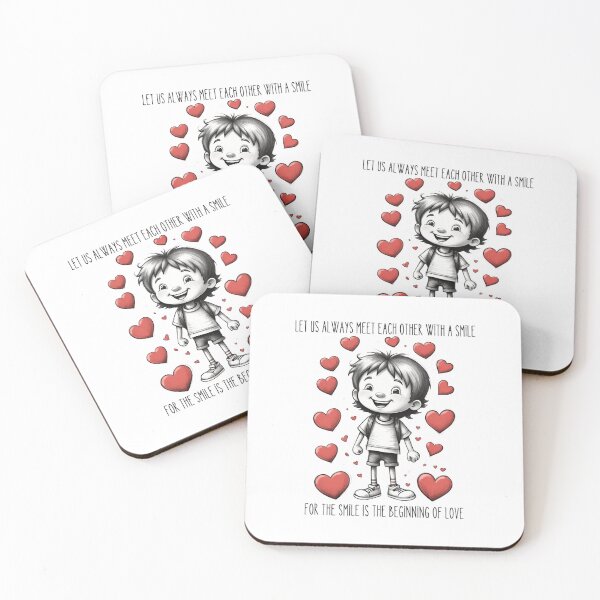 Item preview, Let Us Always Meet With a Smile – Minimal Toddler Sketch with Red Hearts Quote Design* designed and sold by CallisC-Arts.