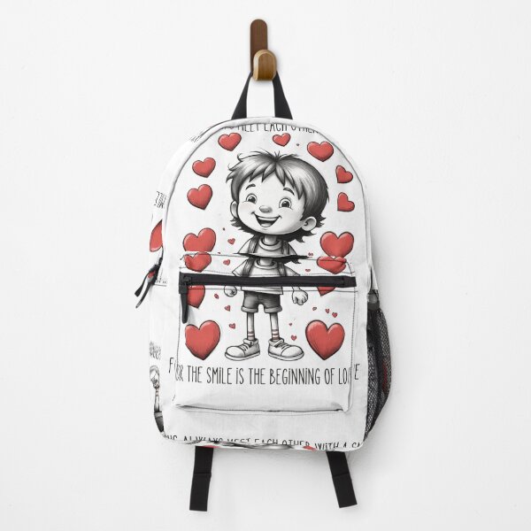Item preview, Let Us Always Meet With a Smile – Minimal Toddler Sketch with Red Hearts Quote Design* designed and sold by CallisC-Arts.