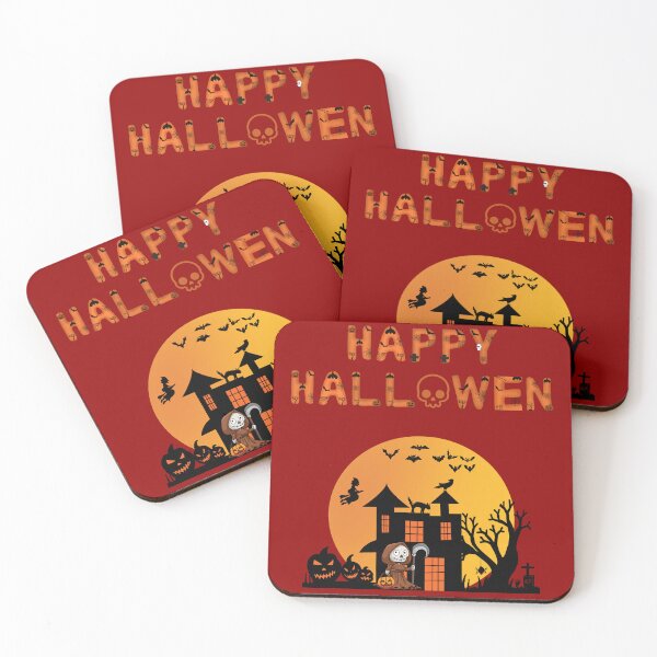 Item preview, Happy Halloween Haunted House Illustration with Pumpkins, Witch and Spooky Moon designed and sold by SmyrnaArtGalery.