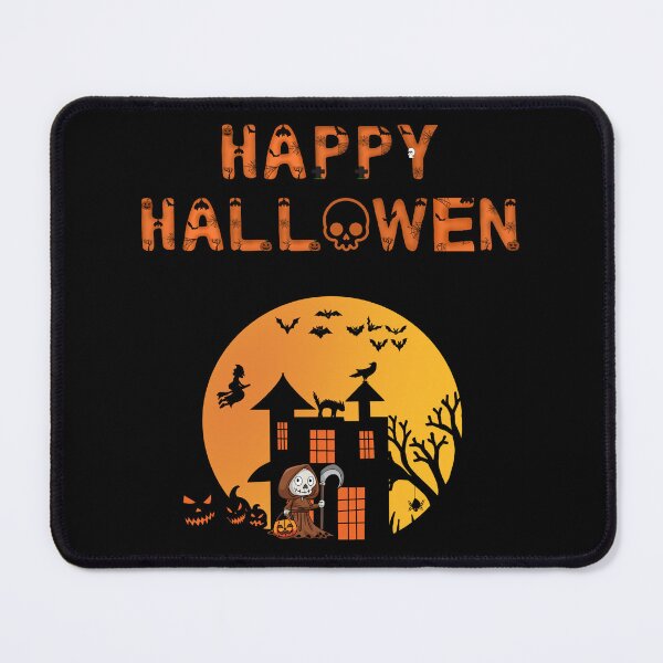 Item preview, Happy Halloween Haunted House Illustration with Pumpkins, Witch and Spooky Moon designed and sold by SmyrnaArtGalery.