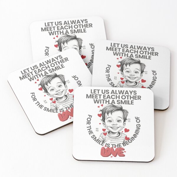 Item preview, Let Us Always Meet With a Smile – Minimal Toddler Sketch with Red Hearts Quote Design* designed and sold by CallisC-Arts.