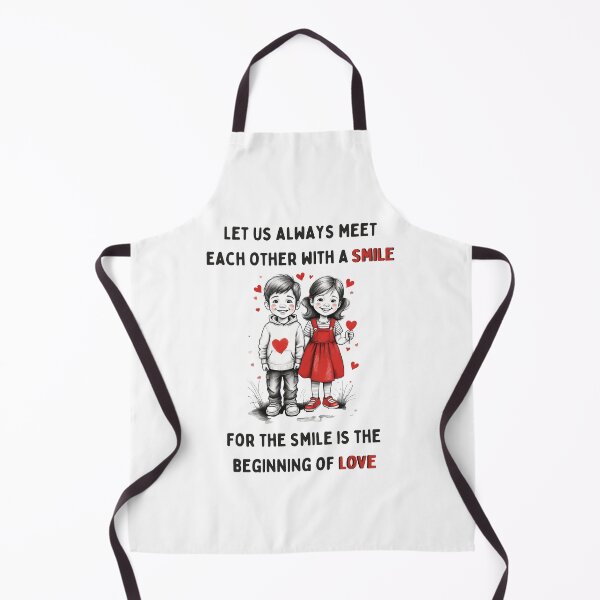 Item preview, Let Us Always Meet With a Smile – Minimal Sketch of Toddler Couple with Red Hearts Quote* designed and sold by CallisC-Arts.