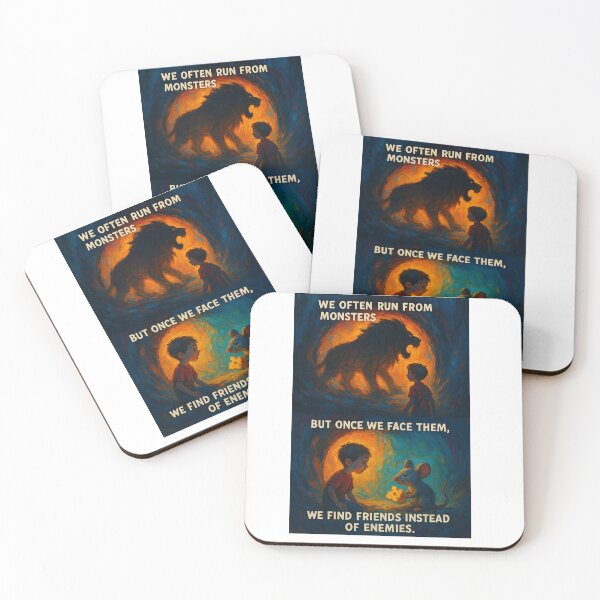 Item preview, Facing Our Monsters – Inspiring Surreal Art Print designed and sold by Not-Only-You.