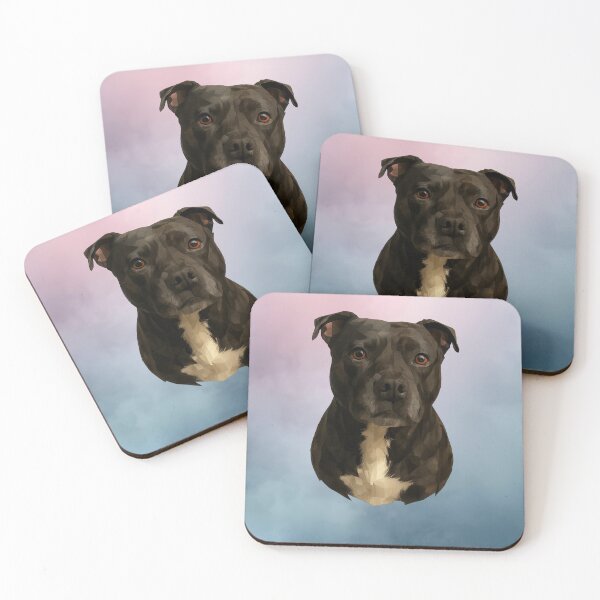 Item preview, “Loyal Soul – Staffy Portrait in Pastel Mist” - Marley designed and sold by GeoWild Designs.