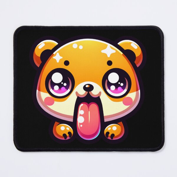 Item preview, Kawaii Excited Orange Bear with Tongue Out - Happy Sparkly Cute Animal Art designed and sold by NSB-Design.