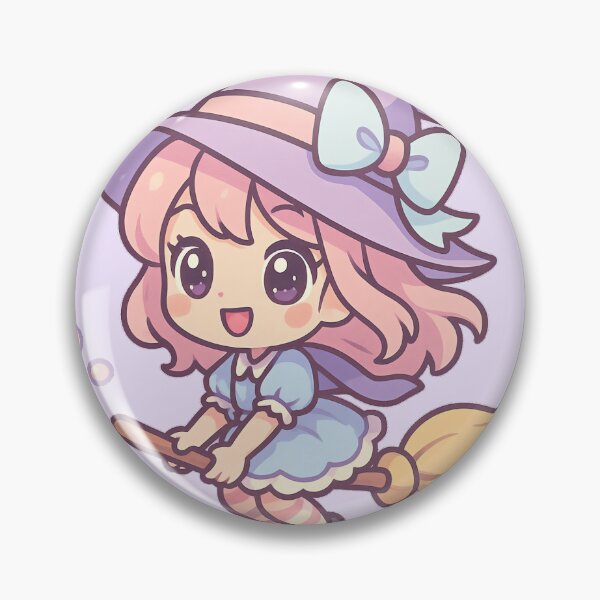 Item preview, Chibi Kawaii Witch on Broomstick with Bubbles designed and sold by LuKreate.