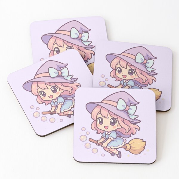 Item preview, Chibi Kawaii Witch on Broomstick with Bubbles designed and sold by LuKreate.