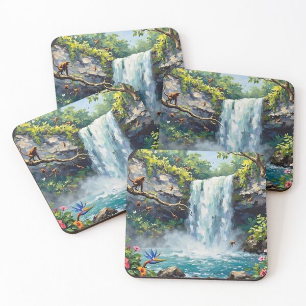 Item preview, opical Jungle Waterfall – Exotic Rainforest Nature Photography designed and sold by LR Vibe Studio.