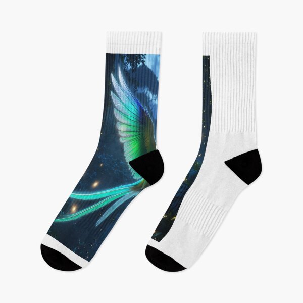 Item preview, Bioluminescent Bird Soaring Through Glowing Jungle Night designed and sold by Max Store.