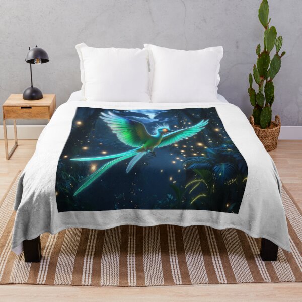 Item preview, Bioluminescent Bird Soaring Through Glowing Jungle Night designed and sold by Max Store.