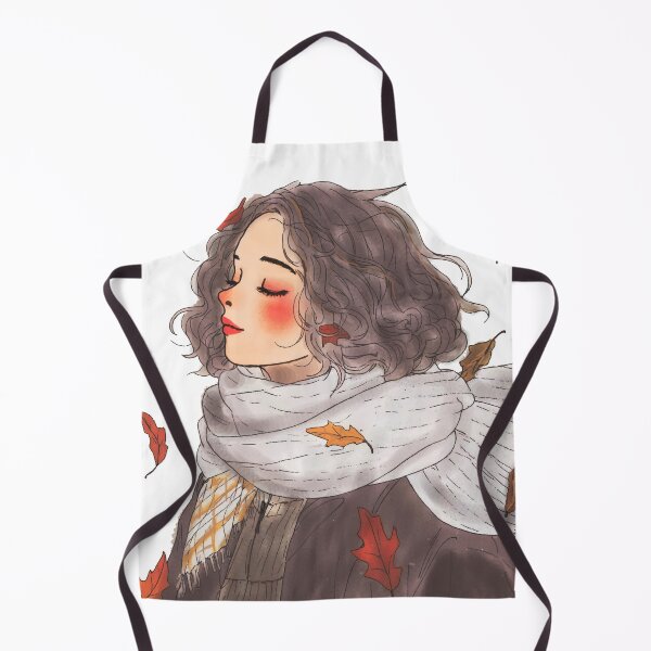 Item preview, Minimalist Fine Line Portrait of Woman with Wool Scarf and Autumn Leaves designed and sold by Ojo de Lilith.