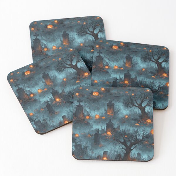 Item preview, Foggy Graveyard with Jack-o’-Lanterns designed and sold by joannejgg.