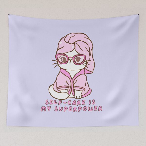 Item preview, Self-Care Is My Superpower Sassy Kawaii Cat  designed and sold by smeraldosecrets.
