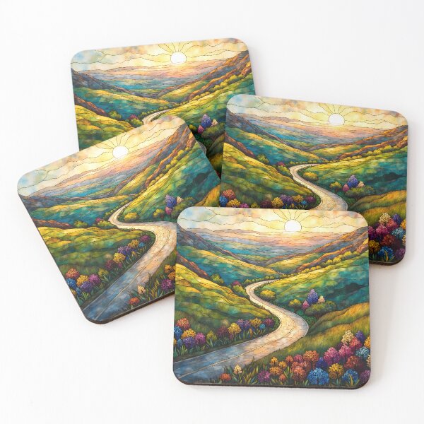 Item preview, Winding Road Through Hills – Scenic Countryside Landscape Photography designed and sold by LR Vibe Studio.