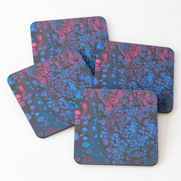 Item preview, Pink Purple Blue & Black Psychedelic Cells Fluid Art Print - Original Acrylic Pour Painting  designed and sold by marbledmoonart.