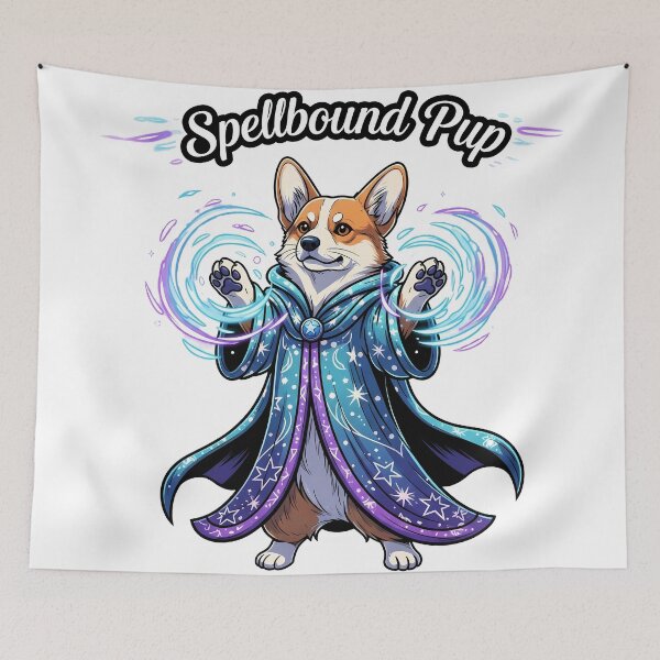 Item preview, Spellbound Pup – Heroic Corgi Wizard Casting Magical Spells designed and sold by zoughlal.