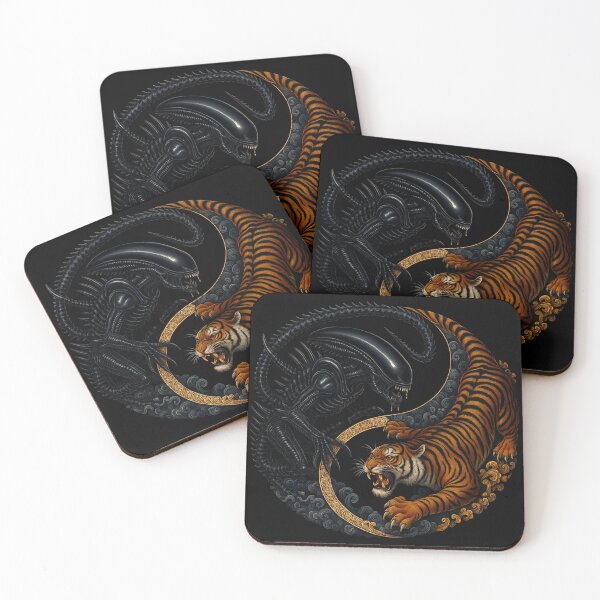 Item preview, The dragon xenomorph and tiger battle designed and sold by shacalacah.