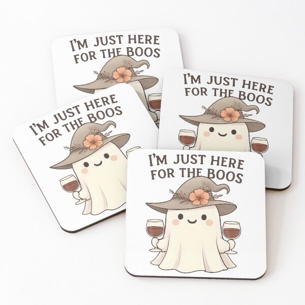 Item preview, I’m Just Here for the Boos | Cute Halloween Ghost with Wine Glasses Graphic for Shirts, Totes & Accessories designed and sold by KimmiesColors.