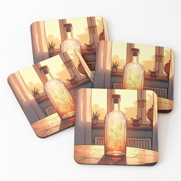 Item preview, Glass Bottle in Golden Hour Light – Warm Still Life Photography designed and sold by LR Vibe Studio.