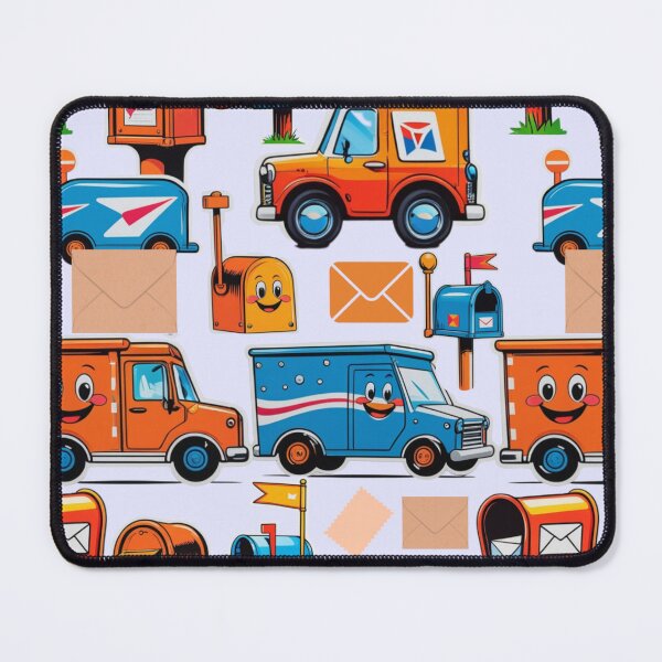 Item preview, Cute Mail Delivery Pattern with Trucks & Mailboxes designed and sold by digitaldemart.