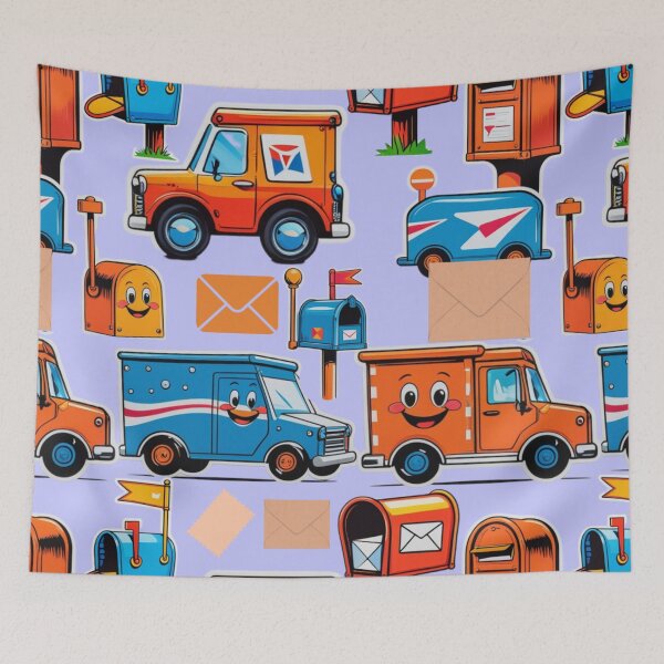 Item preview, Cute Mail Delivery Pattern with Trucks & Mailboxes designed and sold by digitaldemart.
