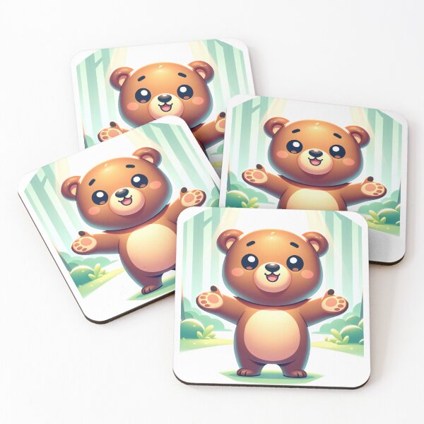 Item preview, Kawaii Friendly Bear Hug in Forest - Cute Welcoming Woodland Animal Design designed and sold by NSB-Design.