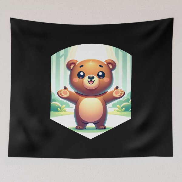 Item preview, Kawaii Friendly Bear Hug in Forest - Cute Welcoming Woodland Animal Design designed and sold by NSB-Design.