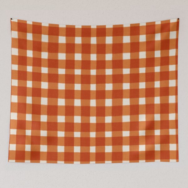 Item preview, Pumpkin Orange Gingham Plaid Pattern – Rustic Halloween Fall Farmhouse Cozy Check designed and sold by carlyxdesigns.