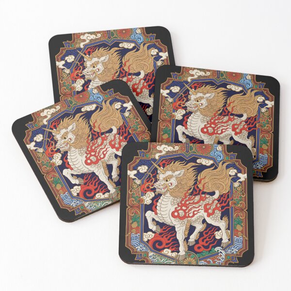 Item preview, Ukiyo-e Kirin – Majestic Legendary Beast with Ornate Frame designed and sold by Atelier Jin.