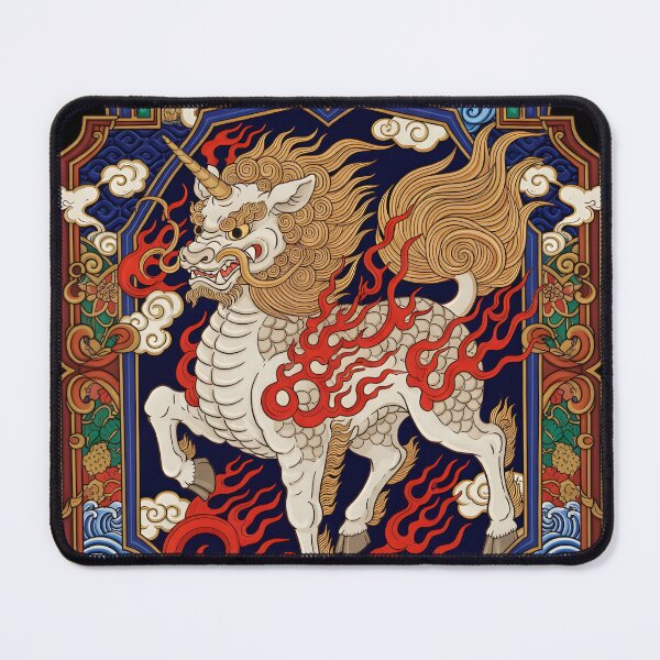 Item preview, Ukiyo-e Kirin – Majestic Legendary Beast with Ornate Frame designed and sold by Atelier Jin.