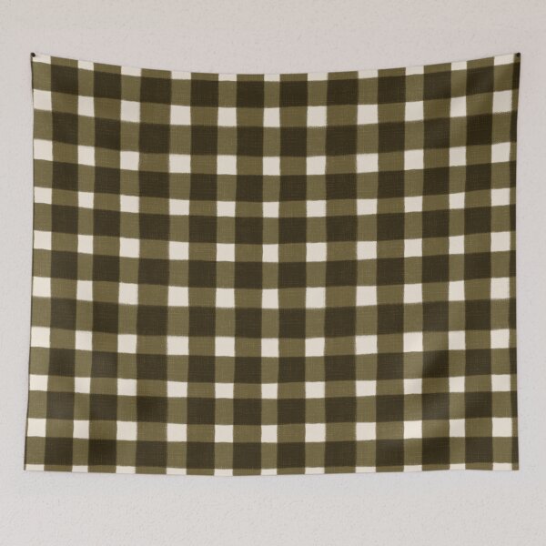 Item preview, Olive Green Gingham Plaid Pattern – Rustic Farmhouse Fall Halloween Cozy Check designed and sold by carlyxdesigns.