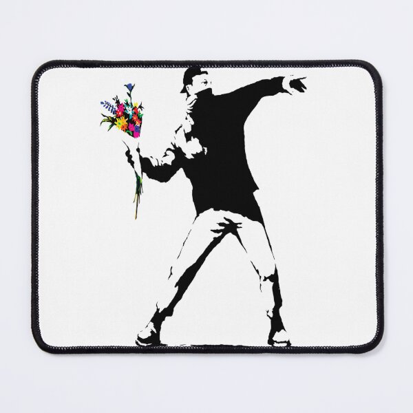 Item preview, Banksy Protester Throwing Flowers designed and sold by SamsonMraz.