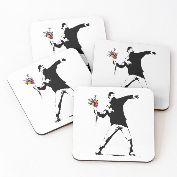 Item preview, Banksy Protester Throwing Flowers designed and sold by SamsonMraz.