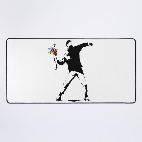 Item preview, Banksy Protester Throwing Flowers designed and sold by SamsonMraz.