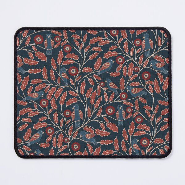 Item preview, Kalamkari birds on floral vines on a textured background designed and sold by SeeMyArt Designs.