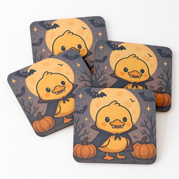 Item preview, Cute Yellow Vampire Duck Halloween Vibe With Pumpkins designed and sold by SpookyRat1942.
