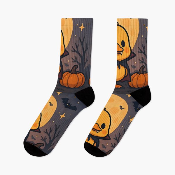 Item preview, Cute Yellow Vampire Duck Halloween Vibe With Pumpkins designed and sold by SpookyRat1942.