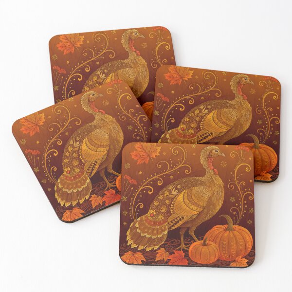 Item preview, Majestic Thanksgiving Turkey  and Autumn Pumpkins Illustration designed and sold by  Ojo de Lilith.