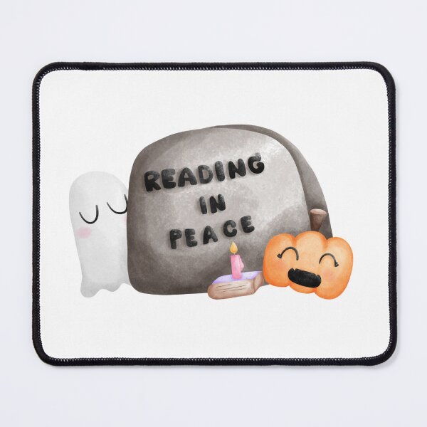 Item preview, Reading in Peace Halloween Bookish Ghost Pumpkin Cute Spooky Quote designed and sold by inelistudio.