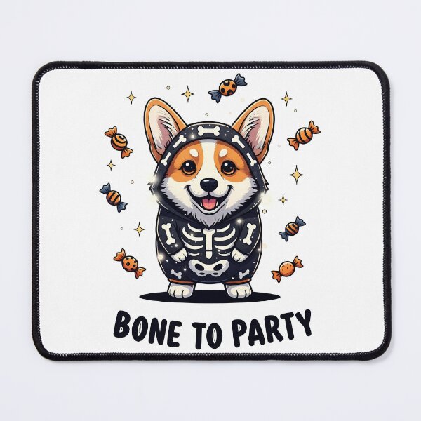 Item preview, Bone to Party – Corgi Trick-or-Treating in Glowing Skeleton Costume designed and sold by zoughlal.