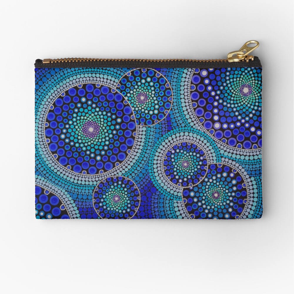 Blue Seeds Of Life Bubbles - Art&Deco By Natasha Zipper Pouch