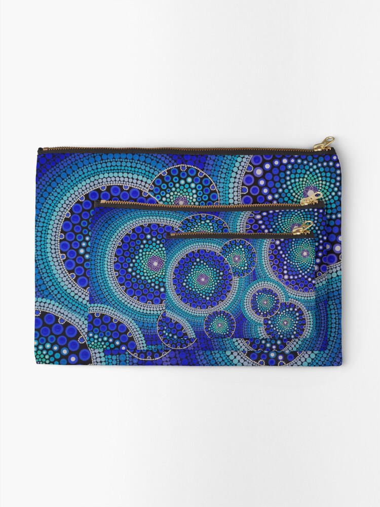 Alternate view of Blue Seeds Of Life Bubbles - Art&Deco By Natasha Zipper Pouch