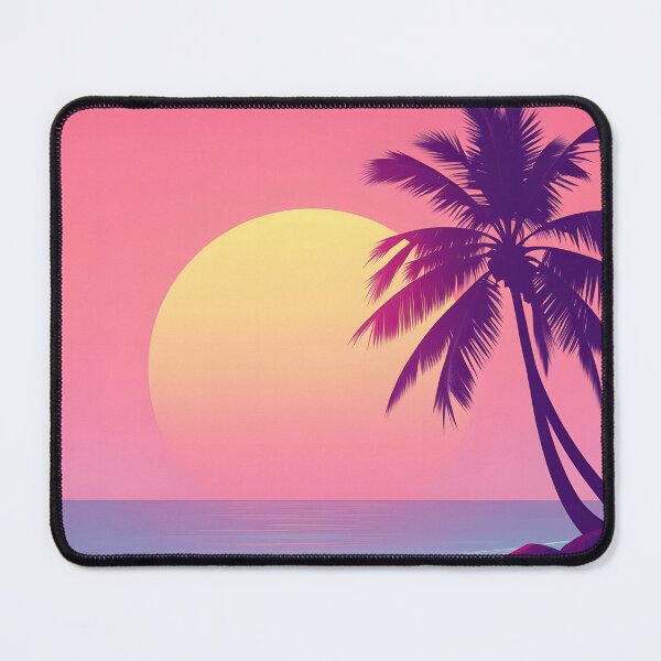 Item preview, Pink Tropical Sunset with Palm Trees on Beach designed and sold by SassyArtistry.