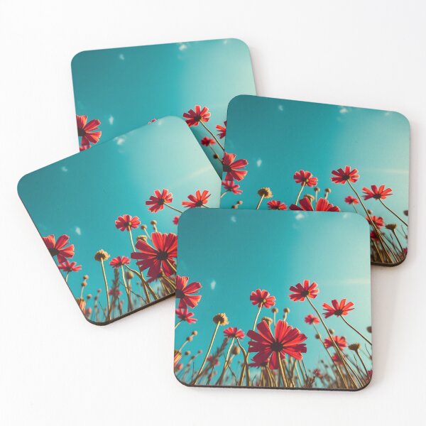 Item preview, Red Wildflowers under Teal Blue Sky designed and sold by SassyArtistry.