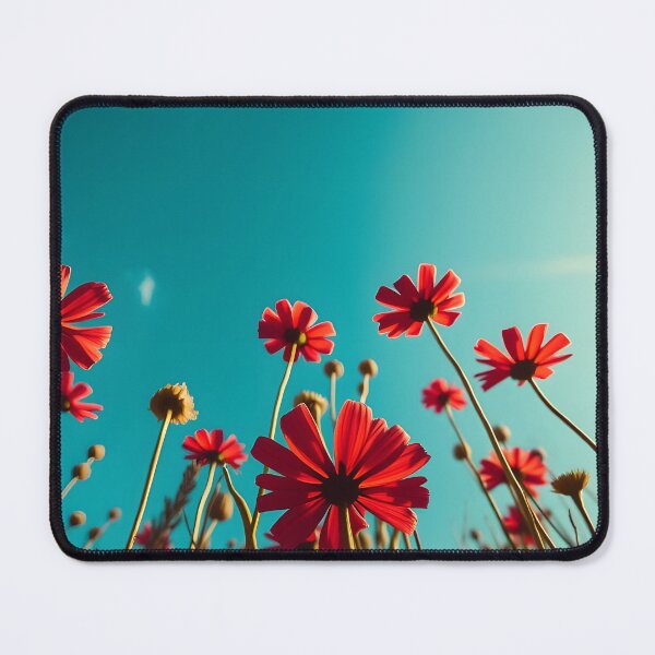 Item preview, Red Wildflowers under Teal Blue Sky designed and sold by SassyArtistry.